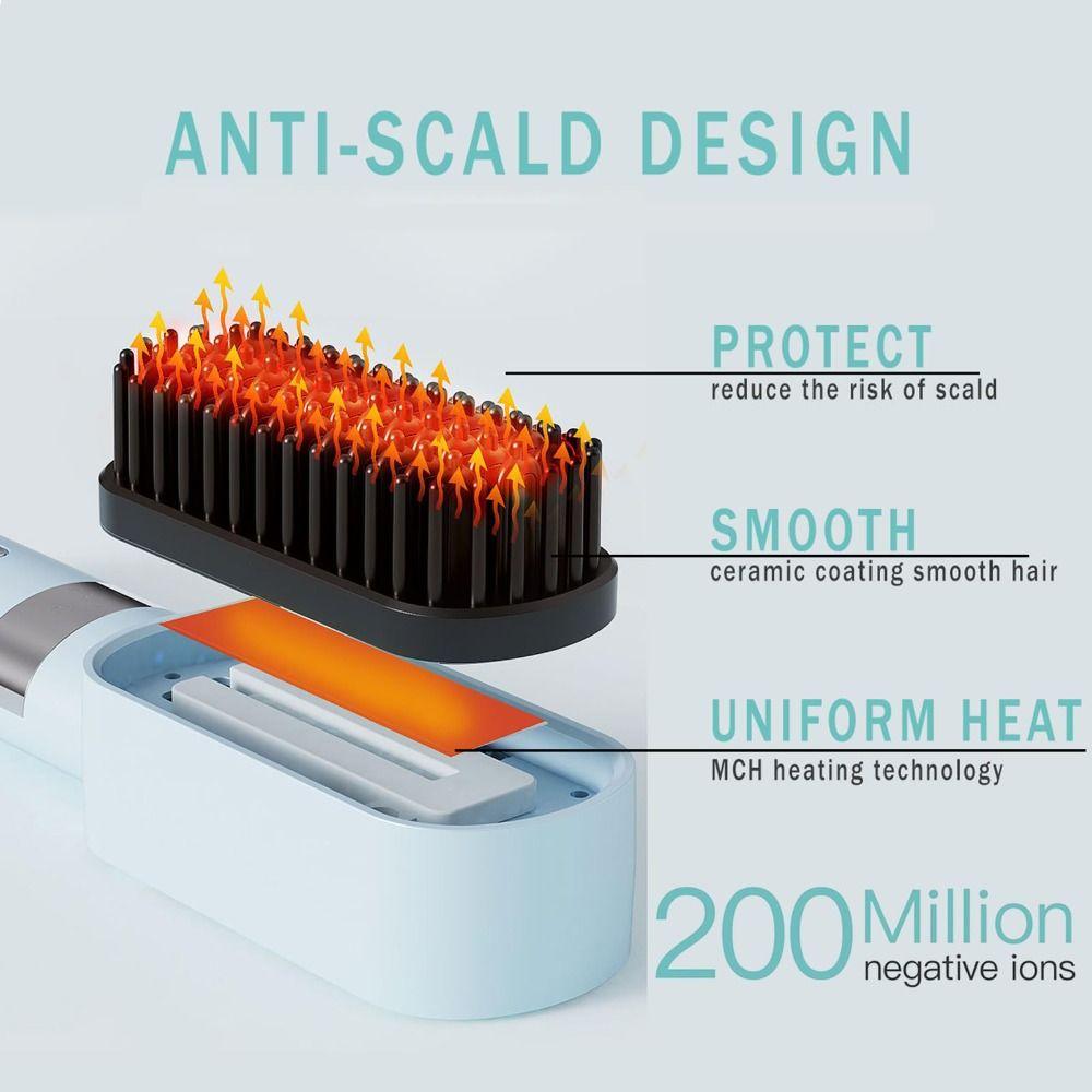 140-200C° Straight Hair Comb 3 Temp Settings Straightening Comb New Hair Straightener