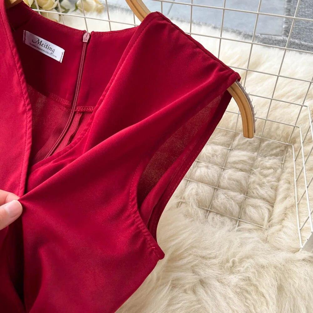 2024, primăvară și vară, nou sexy, cu decolteu în V, cu bretele în talie, care îmbrățișează, pantaloni lungi, drepti, grațioși, cu picioare late