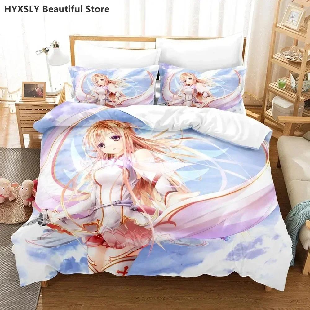 Fashion Sword Art Online Bedding Set 3D  Polyester Quilt Cover Pillowcases Queen King For Kids Gift  Duvet Cover Sets