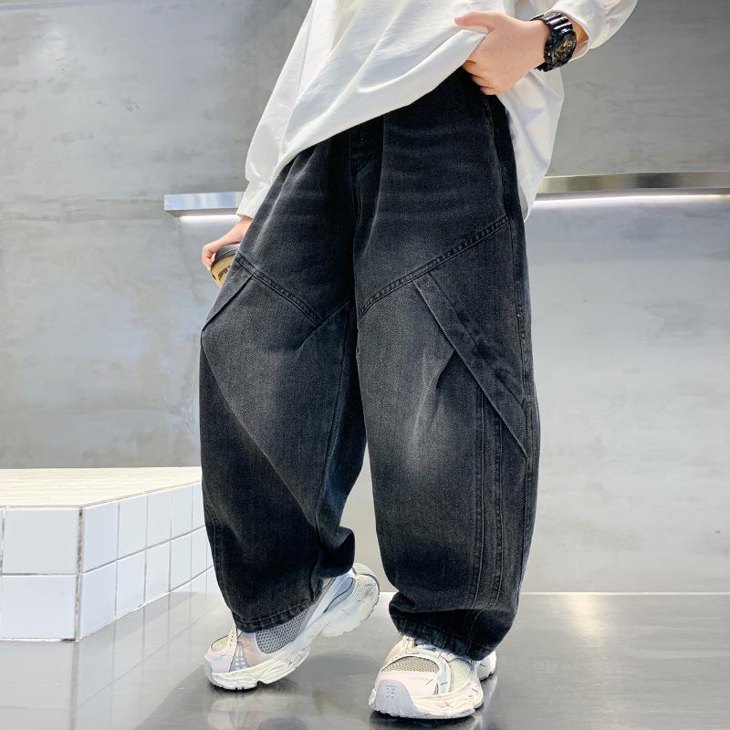 

2025 Autumn Boys Straight Leg Casual Jeans – Handsome, Loose Fit for Middle and Big Kids 120cm чорний