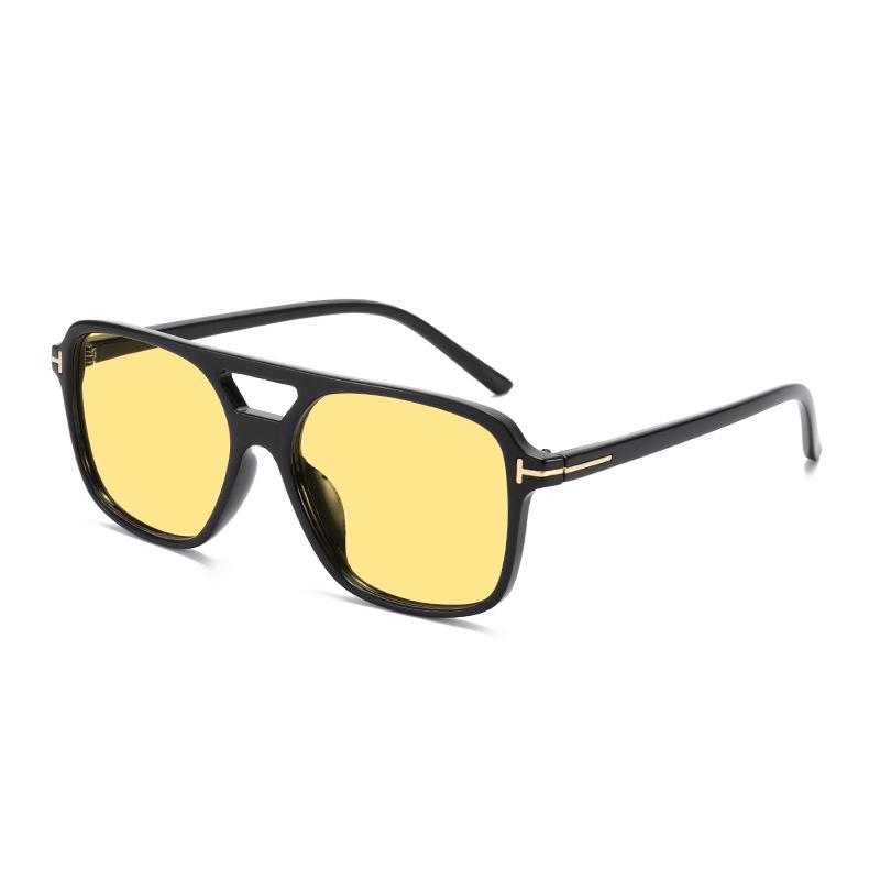 T-Shaped Double-Beam Ocean Sunglasses: Men's & Women's Retro Driving Shades, Square UV Protection Frame.