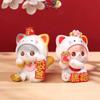 Mascot Fortune Cat Figurine Resin Crafts Mini Cat Sculpture  Office Desktop Decor