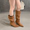 666-5~ French Pointed But Knee Boots Women's Boots New Tall Stacking Boots In Autumn and Winter 2025