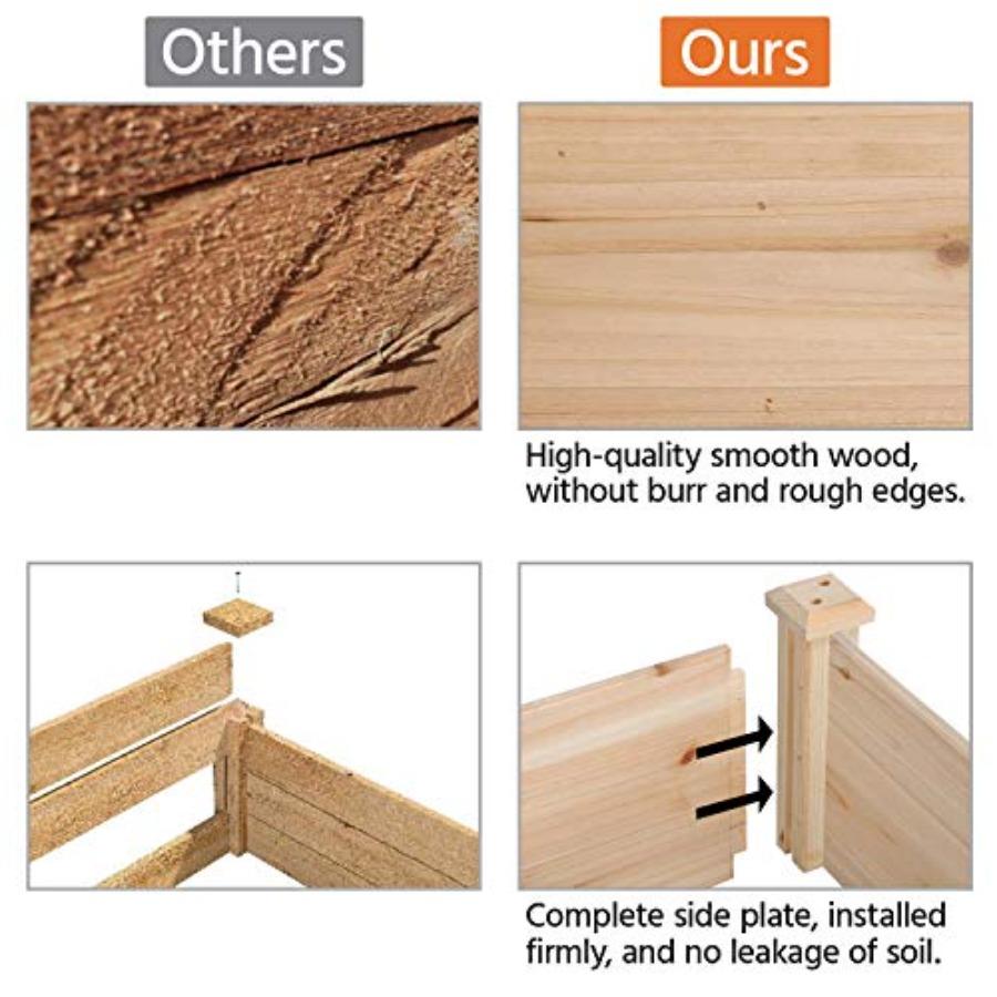 8×4ft Horticulture Raised Garden Bed 93 X 48 X 10in Wooden Planting Box for Backyard/Patio Outdoor Natural Wood Color Durable a