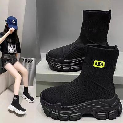 Women's Breathable 2025 Summer Autumn New Style Internet Hot Super Hot Knitted High-Top Casual Athletic Stretch Socks Boots