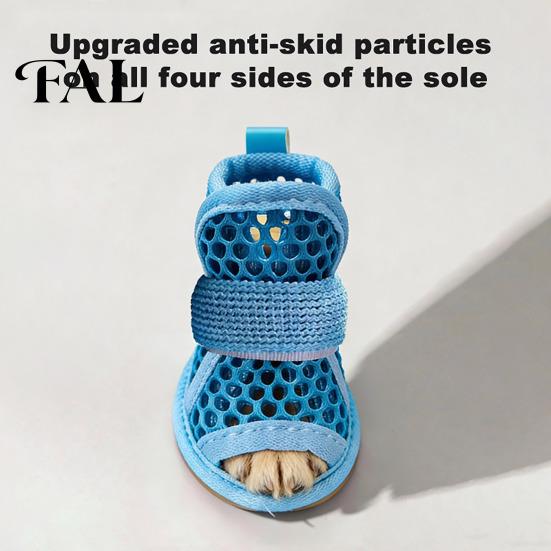Adjustable Hook And Loop Dog Shoes 4Pcs for Hot Pavement, Breathable Mesh Boots, Summer Easy On Off Boots Paw Protectors with Non-slip Soles