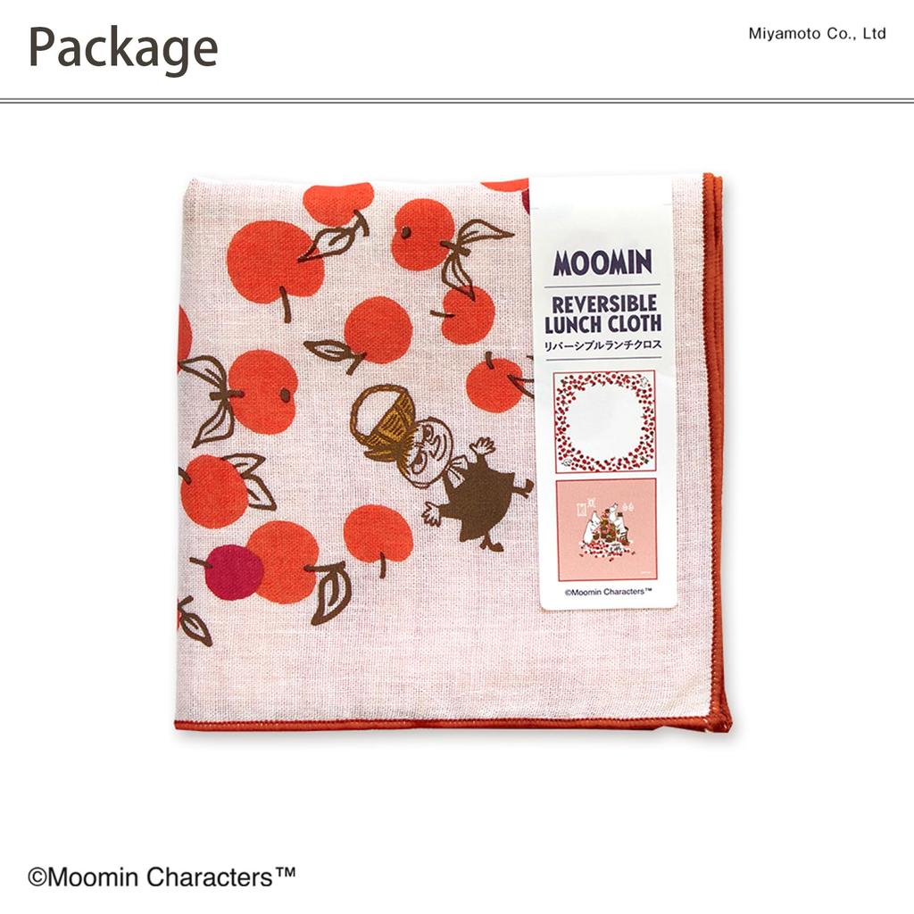 JIKAN STYLE Moomin Lunch Ribbon Sunny 48 x 48 05928 Cloth/Bento Wrap, 100% Cotton, Apple, Orange, Forest, Dot, Rain, Stripe, Day, Approx. cm, (Apple)