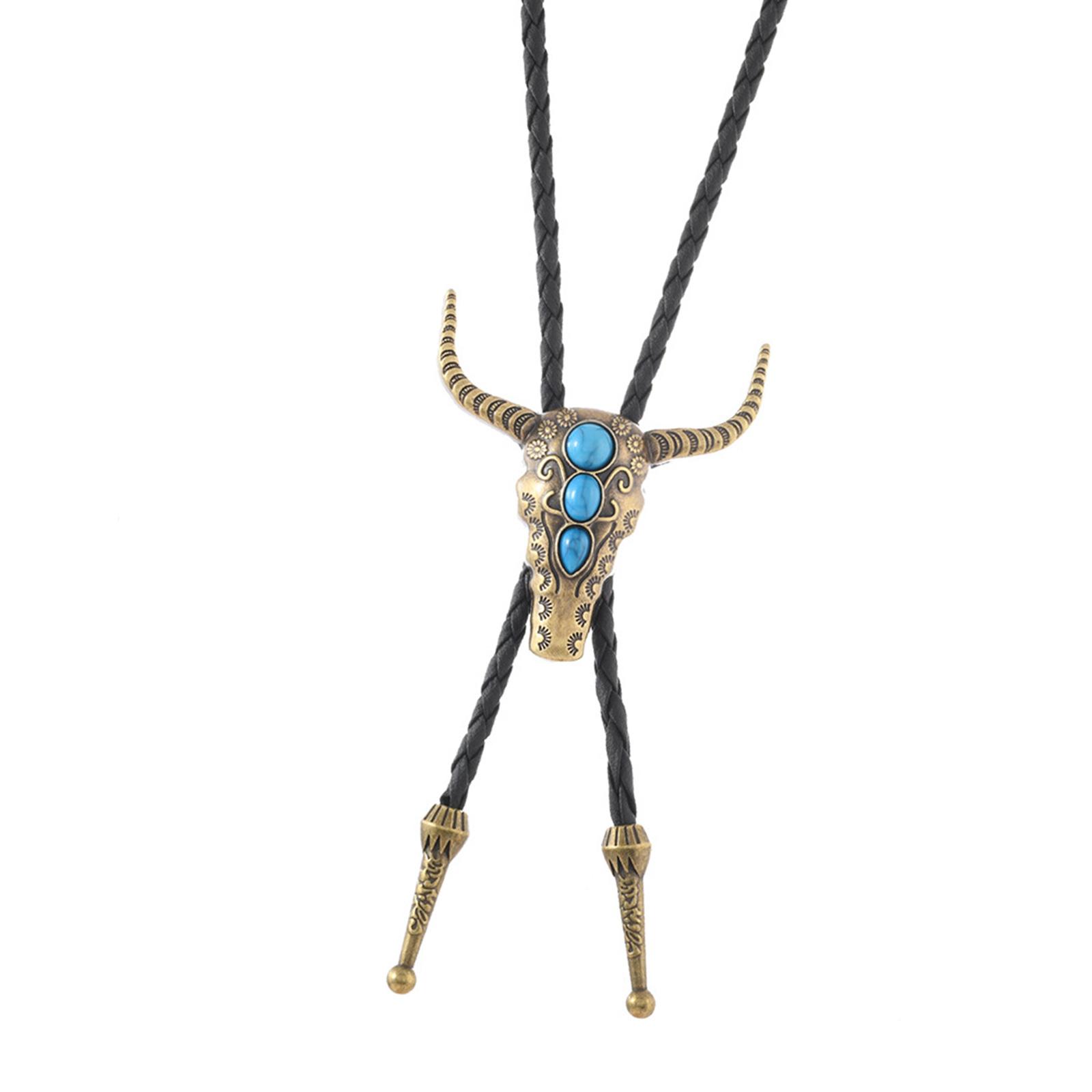 Elegant Bullhead Pendant Bolotie Unisex PU Leather Rope Tie For Sweaters Shirt And Formal Western Event Dressingup 2