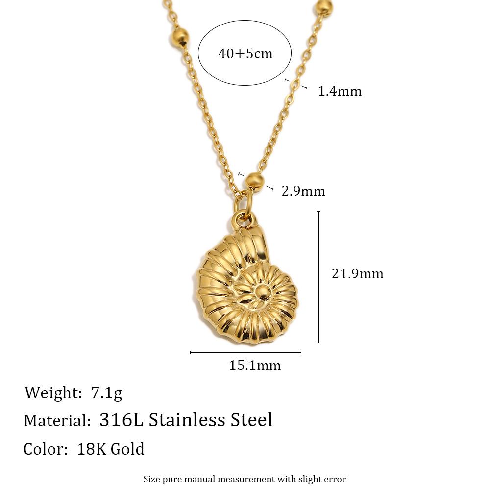 

MamacitaSlay 316L Stainless Steel Shell Pendant Necklace 18K Gold Plated Waterproof Jewelry For Women 2026 Summer Beach Gifts 45cm золотой