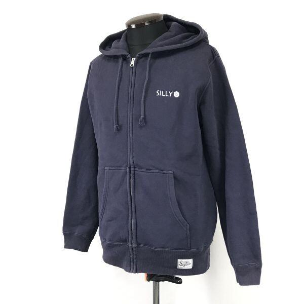 Made in Japan SILLY GOOD Zip-Up Sweat Hoodie M Men Navy(USED)
