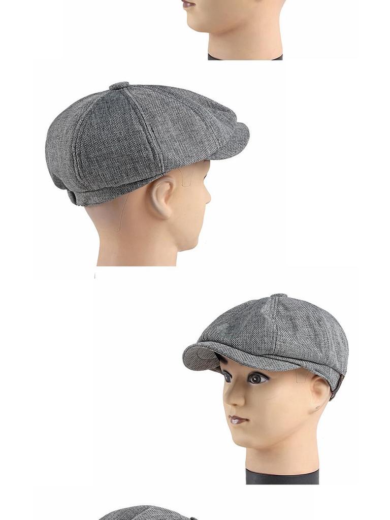 Men's Octagonal Beret: Spring/Summer Linen-Like Duckbill Cap, Retro Casual Unisex Hat
