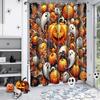 Halloween Harvest Thanksgiving maples pumpkin pattern Bathroom Shower Curtain With 12 Hooks bathroom decor and accessories