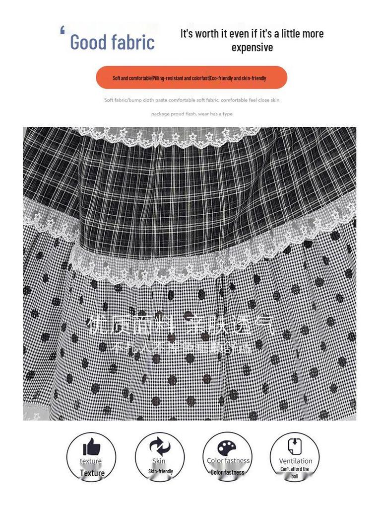 Jupe Midi en Dentelle à Pois Japonais: Ligne A, Étages, Doux, Style Collège pour la Garde-robe d'Été des Femmes