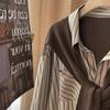 Shirts Damen Fake Zweiteiler Modedesign Allround Locker Stilvoll Studenten Herbst Freizeit Gestreift Koreanischer Stil Zart Vintage