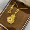 Openwork Cloisonné Gourd Pendant Necklace with 925 Silver and High-Carbon Diamond