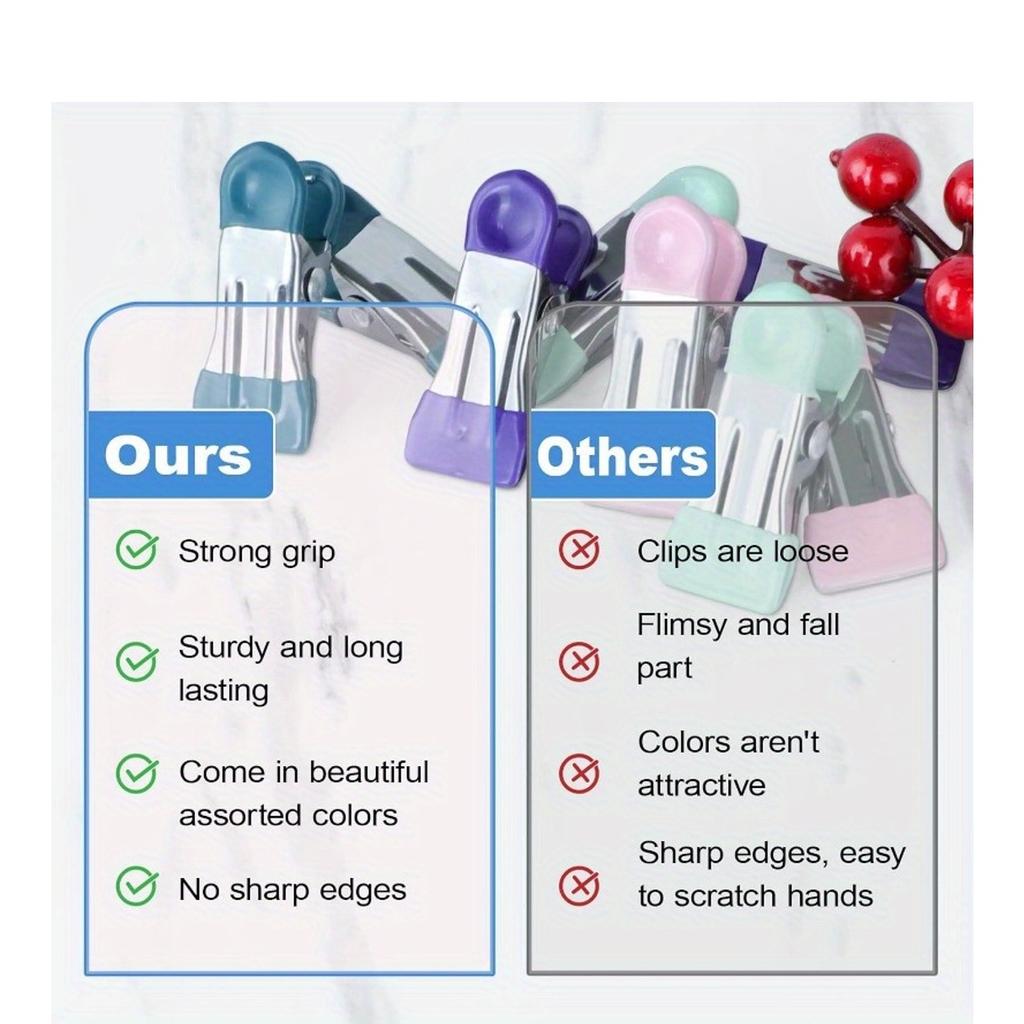 Hochbelastbare Metall-Lebensmittelklammern, Chipklammern Beutelklammern Lebensmittelklammern - Kratzfeste vinylbeschichtete Enden, Küchenklammern für Beutel Lebensmittel, Klammern Foto-Aktenklemmen