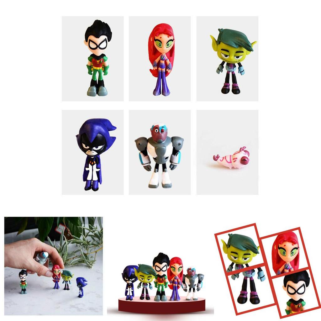 Set Miniatura Colorato Teen Titans Go Con Personaggi Robin Raven Beast Boy Starfire