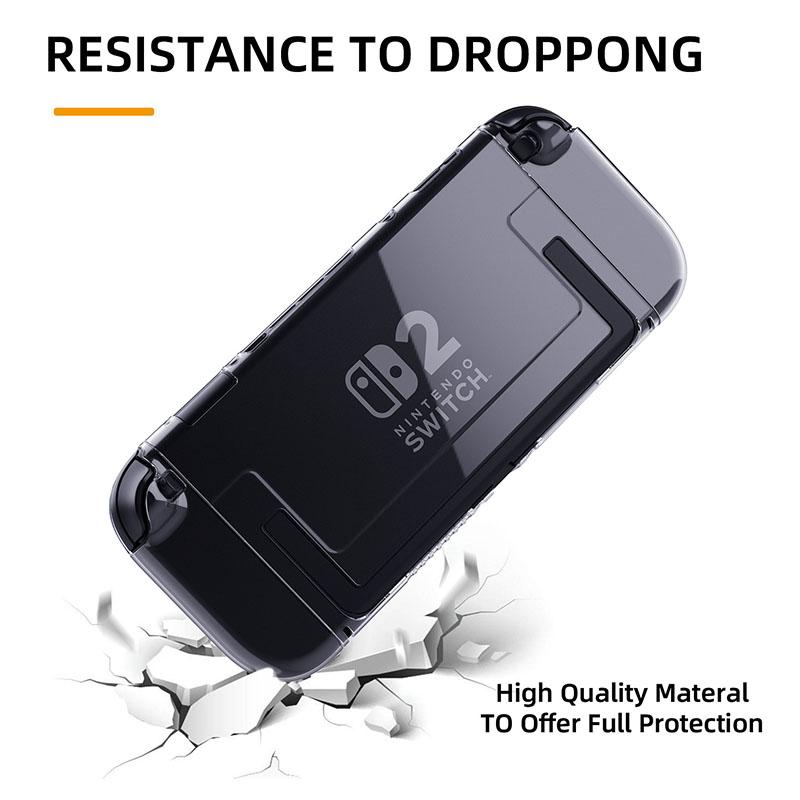 For Switch 2 Game Console Detachable All Inclusive Protective Case, TPU Soft Shell controller+PC Transparent Middle Frame