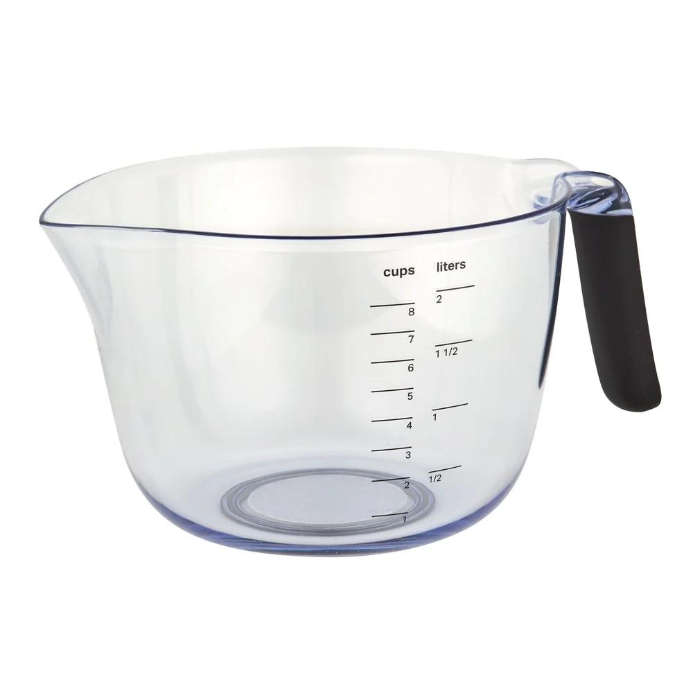 Universal 8 Cup Clear Plastic Batter Mixing Bowl Black Handle