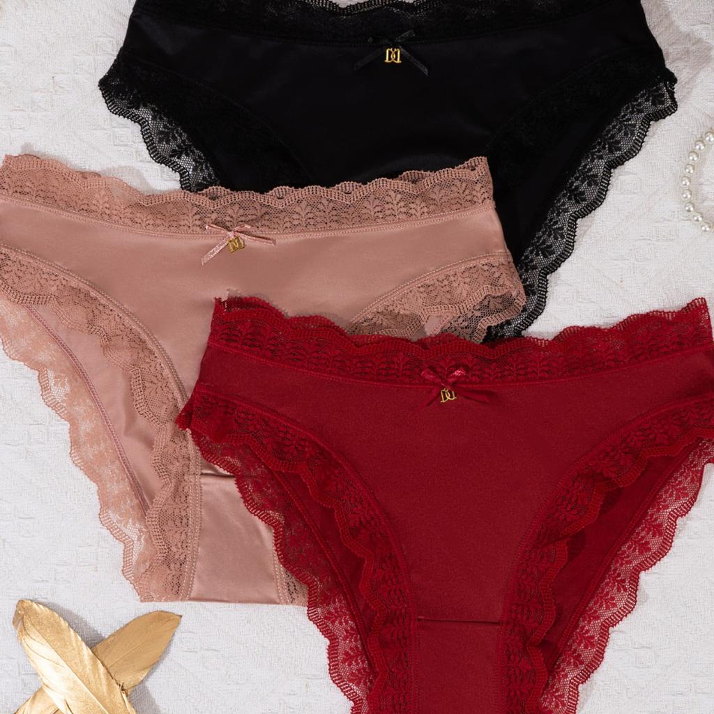 6pcs Female Summer Thin Pure Desire Sexy Lace Satin Transparent No Mark Comfortable Briefs
