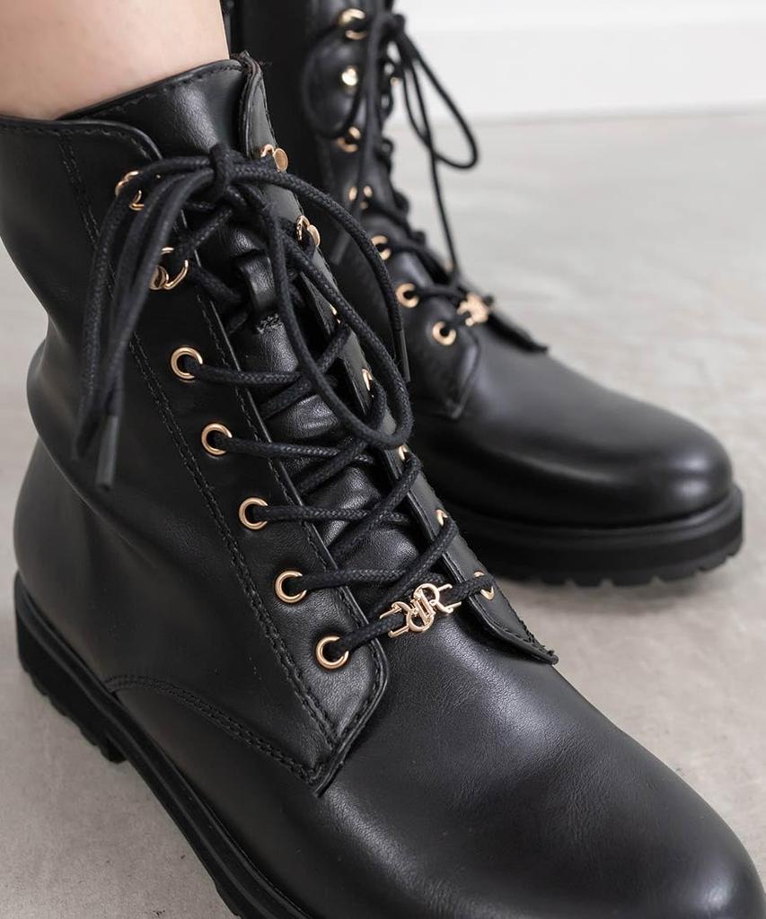 Randa Monogram Part KC34226 2-Way Lace-Up Boots, Black,