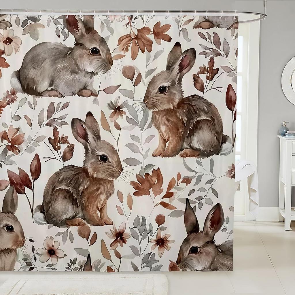Boys Girls Pig Bath Curtain Cartoon Pigs Shower Curtain Kids Cute Farm Animal Bathroom Shower Curtain Set Butterfly Sunflower