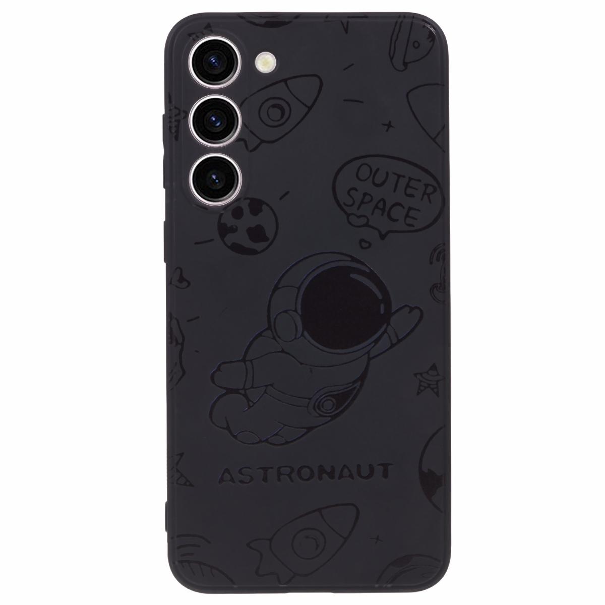 

For Samsung Galaxy S23 Precise Cutout TPU Phone Case Space Astronaut Pattern Phone Cover Black