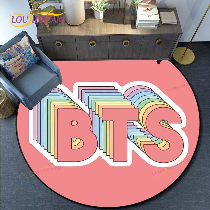 Kpop Bangtan Boys Runder Teppich Fußmatte Schlafzimmer Flanell Tier Teppich Rutschfeste Baby Spielmatte Kinderzimmer Dekorationsmatten 60cm