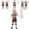 Stylish German Oktoberfest Clothing Men Fawn Print Khaki Plaid Costume Set