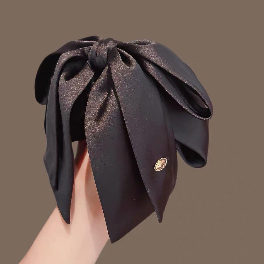 Elegant Retro Satin Bow Hair Clip for Women - Perfect for Low Ponytails and Head Ornaments