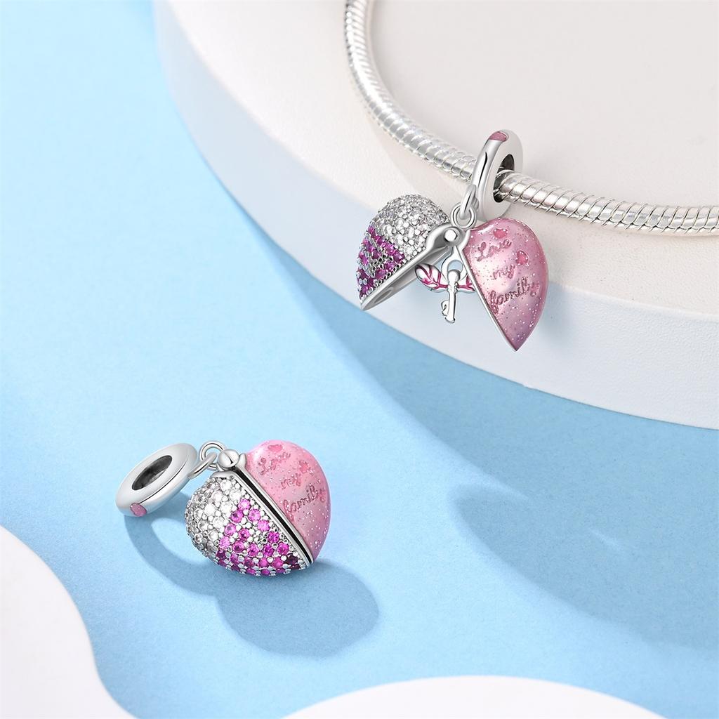 S925 Silver Cat Paw Clover Heart Padlock Pendant Bead Bracelet Charm DIY Jewelry Making Supplies