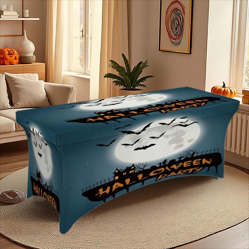 Halloween Printed Stretch Tablecloth Milk Fabric Outdoor Party Decor