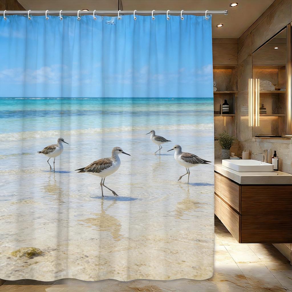 Cherry Blossom Duck Shower Curtain Machine Washable All Season Waterproof Privacy Protection Spring Nature Design Elegant12Hooks