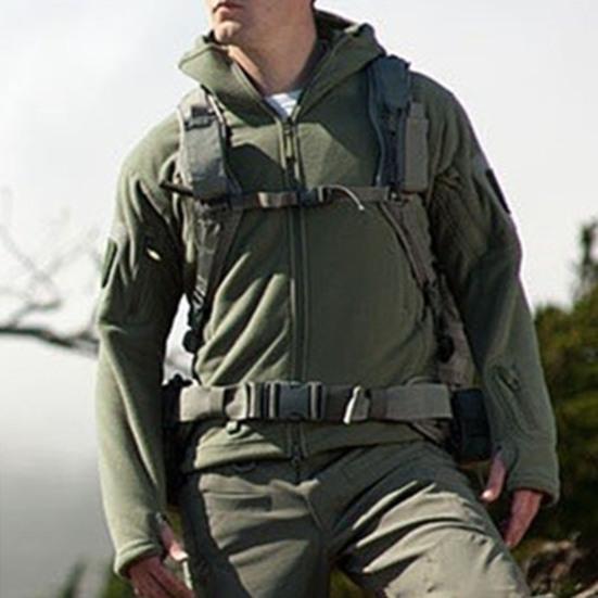 Men Jacket Solid Color Hooded Long Sleeve Fleece Slim Multi Pockets Windproof Hoodie for Outdoor