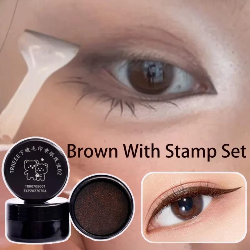 Waterproof Lower Eyelash Stamp Set New Easy To Use Quick Dry Eye Liner Portable 0.01mm Tip Lower Lash Stamp With Ink 2 In 1