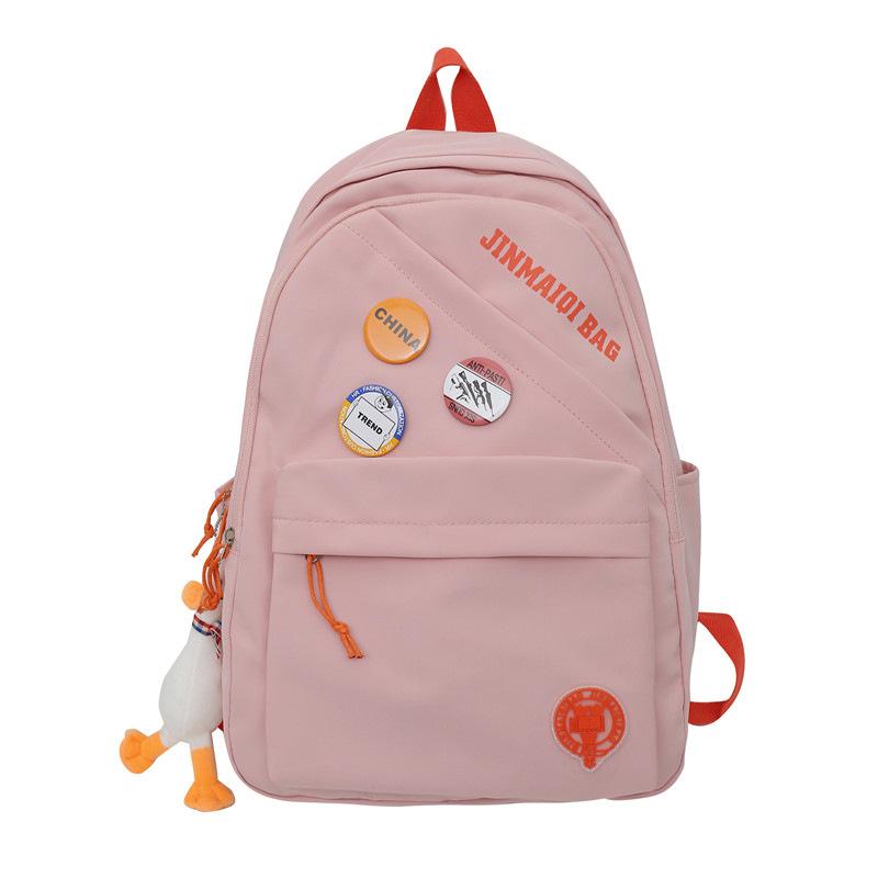 Student backpack female Korean version college style campus schoolbag large capacity computer backpack Korean version trendy розовый