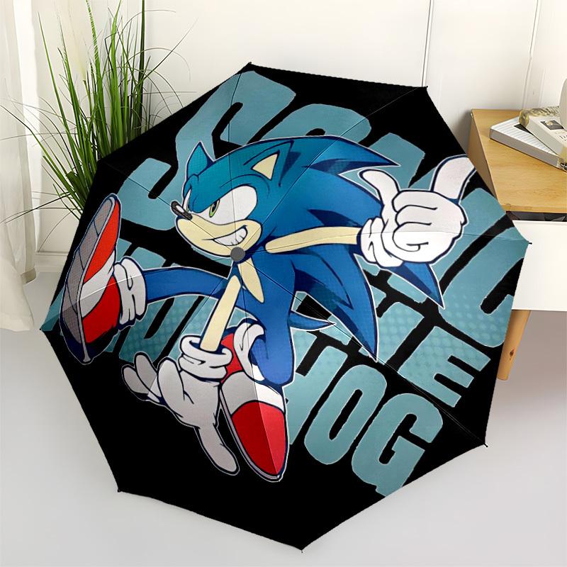 1PC Sonic, Hedgehog Automatic Open/Close, 8-Rib Durable Frame Compact Travel Umbrella for Men & Women S1222008