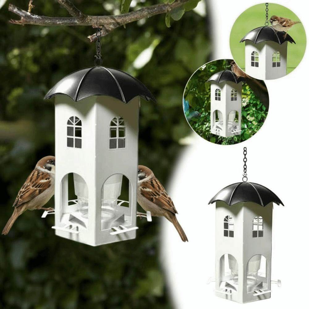 Hollow Hanging Bird Feeder Waterproof Squirrel Proof Bird Feeding Station with Stand Bite Resistant Bird Food Container