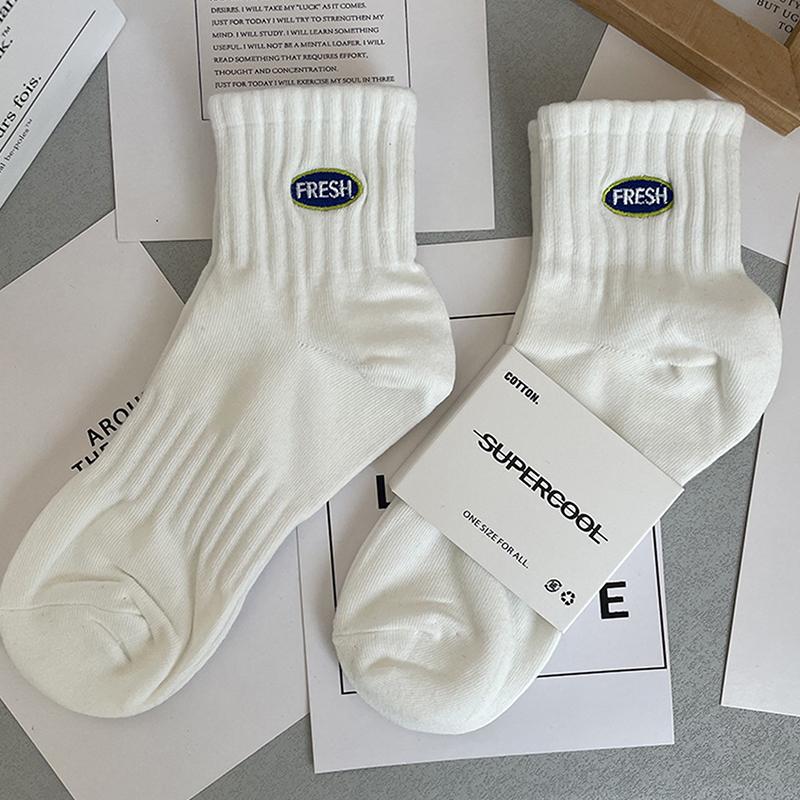 

2 пары мужских спортивных носков для бега, хлопковые, дышащие, удобные, мягкие, с буквенным принтом, чулки средней длины