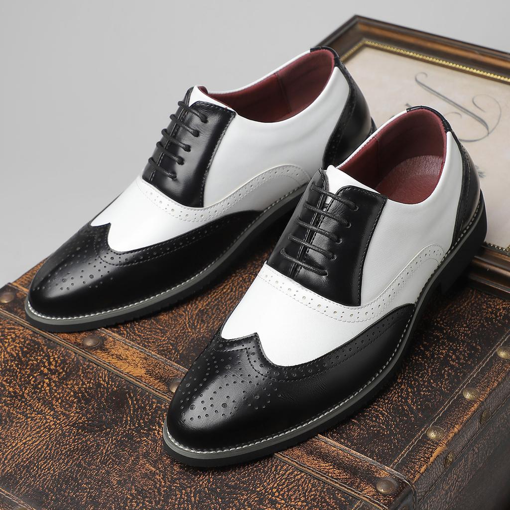 Foreign Trade British Brock Men's 4748 Large Size Leather Shoes Fashion Trend Business Dress Color Matching Men's Shoes