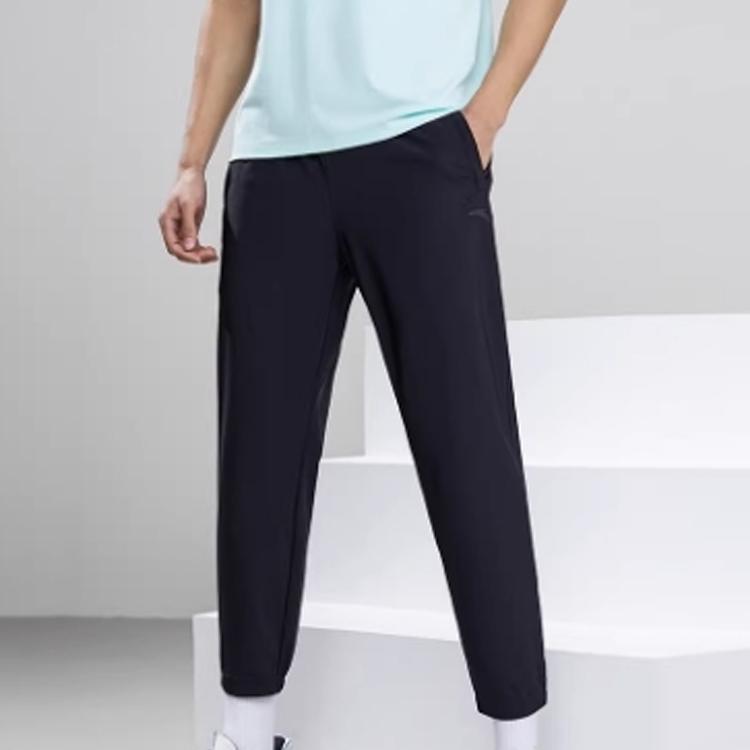 Anta Knitted Sweatpants Men's Black Moderate Cuffed Pants 152227329-1