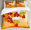 Leaves Duvet Cover Set Fall Season Canadian Maple Leaf Natural Plant Gold King Queen Size for Kid Boy Girl Polyester Bedding Set