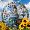 Bohemian Flower Fairy Sun Catcher - Vibrant Floral & Butterfly Acrylic Wall Art, Fairy Garden Decor for Outside, Whimsical Design, Nurseries, Vinta