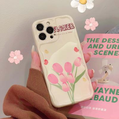 Motyl Ins Flower Tulips Cute Shell For Iphone 11 12 13 Pro Max 14 Promax Phone Case Cartoon Back Cover Phone Case Conque
