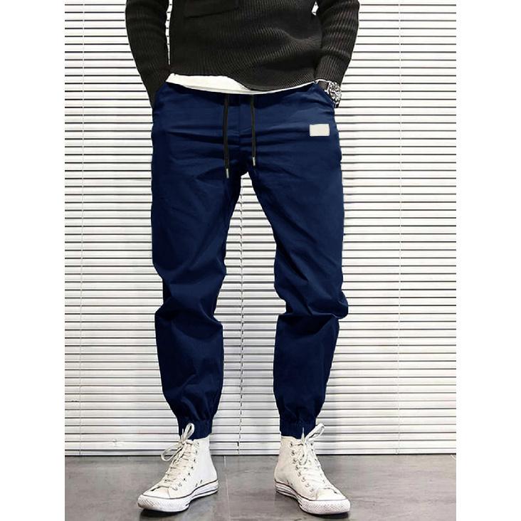 

New Workwear Pants Men S Fall Splicing Solid Color Casual Sports Loose Straight Pants Male 3XL темно-синий