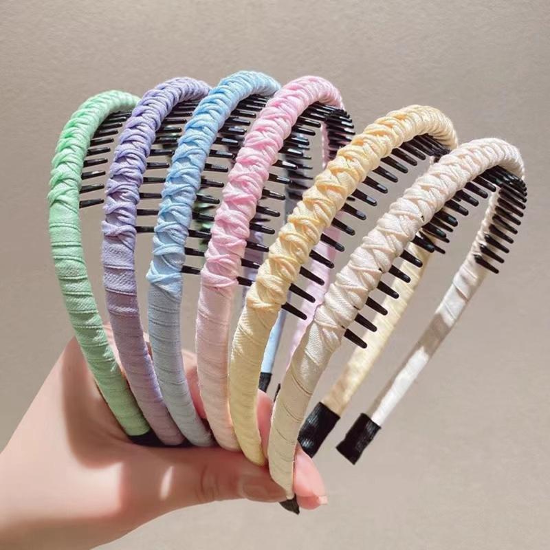 NonSlip Resin Cotton Hair Band For Women Workouts Spa Face Washing Secure Grip With Teeth Elastic Thin Headbands Multiple Colors
