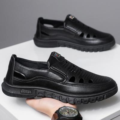 22 Frühling kühle Lederschuhe atmungsaktiv weiche Sohle mittlerer Papa rutschfest hohle Ledersandalen