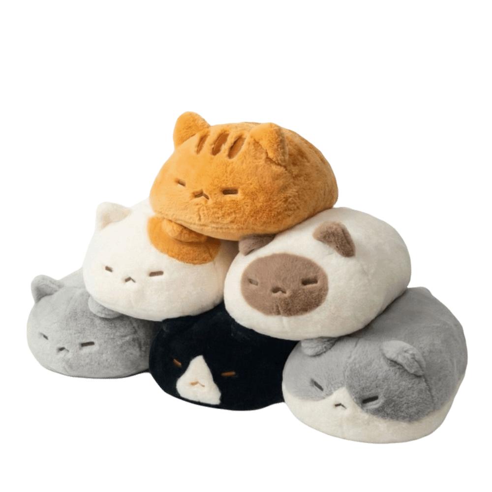 Cartoon Round Drum Cat Plush Toy Fluffy Soft Calico Cat Plush Wrist Gift for Children
