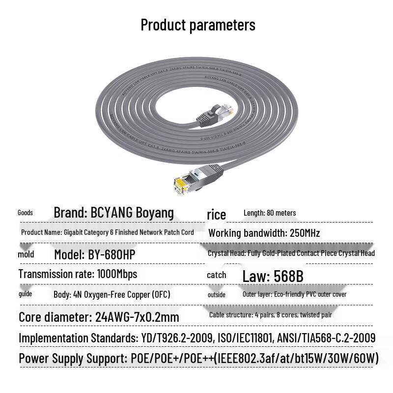 BOYANG CAT6 Shielded Gigabit Ethernet Patch Cable