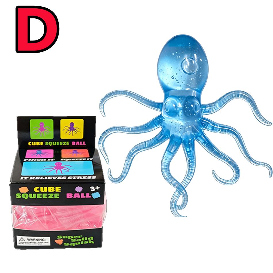 Popular  Jellyfish Octopus Soft Squeeze Fidget Toys Bead Filled Maltose Texture Soft Jelly-Like Stress Relief Squishy Toy